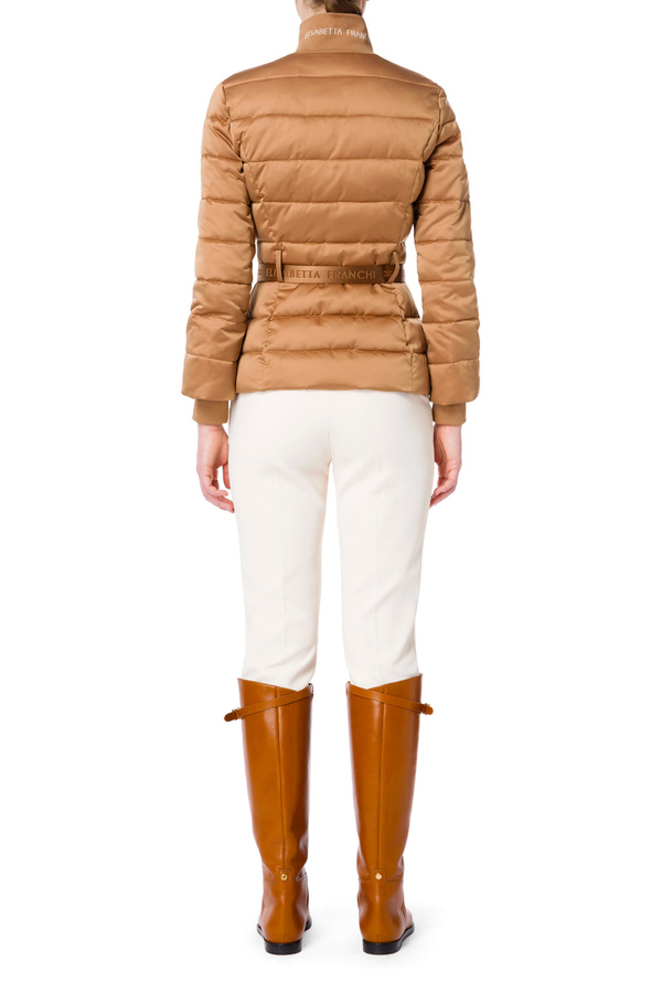 Down jacket with belt - Elisabetta Franchi® Outlet