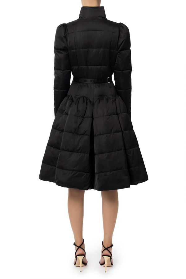 Down jacket in satin voile with circle skirt - Elisabetta Franchi® Outlet