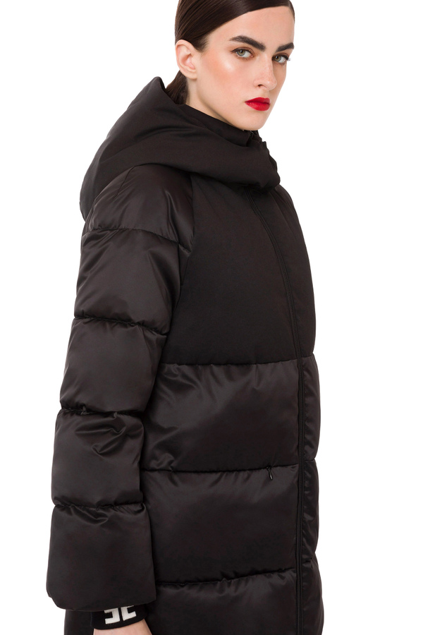 Padded quilted coat with removable hood - Elisabetta Franchi® Outlet