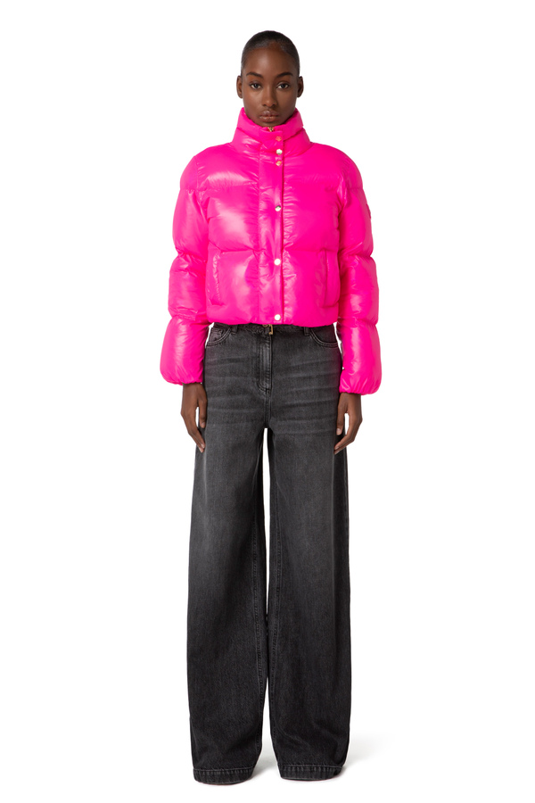 Steppjacke aus Satin-Segeltuch - Elisabetta Franchi® Outlet