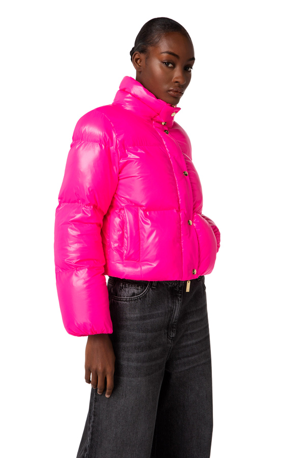 Steppjacke aus Satin-Segeltuch - Elisabetta Franchi® Outlet