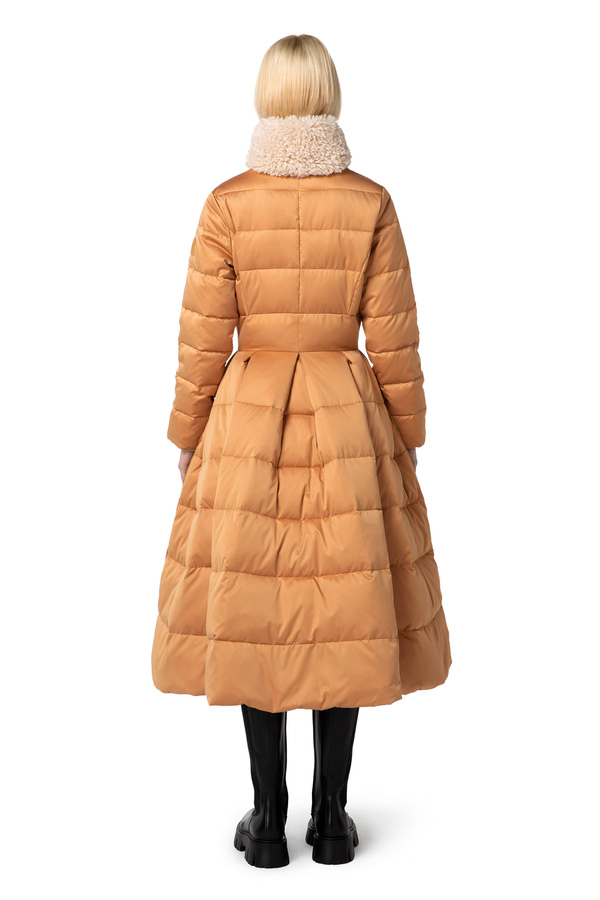 Down jacket in satin voile with circle skirt - Elisabetta Franchi® Outlet