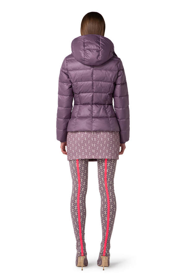 Down jacket in voile with bustier top stitchings - Elisabetta Franchi® Outlet