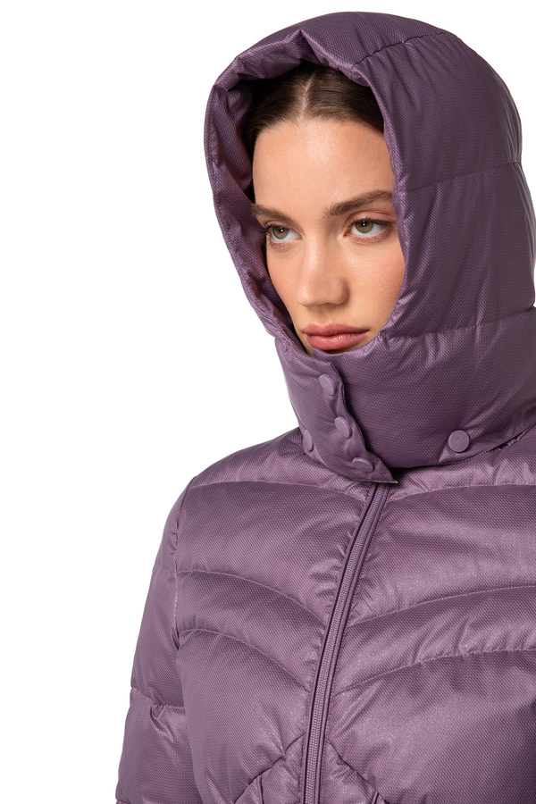 Down jacket in voile with bustier top stitchings - Elisabetta Franchi® Outlet