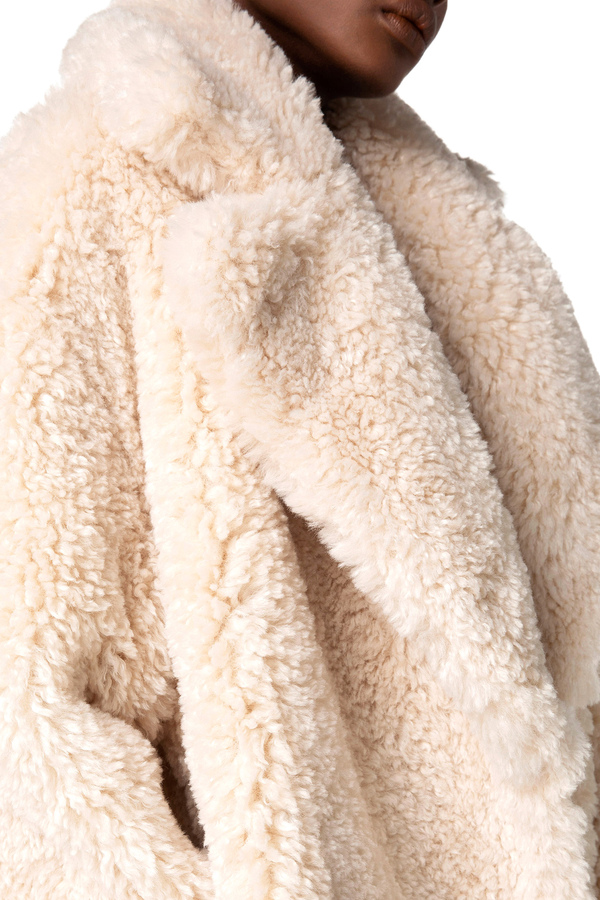 Manteau réversible en voile de satin et fausse fourrure - Elisabetta Franchi® Outlet