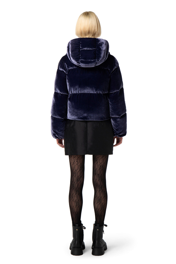 Velvet crop down jacket - Elisabetta Franchi® Outlet