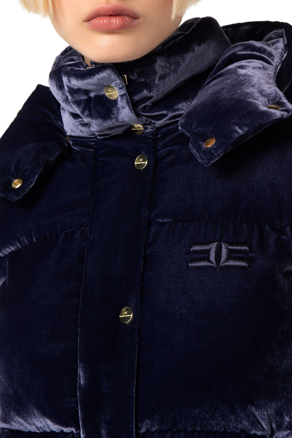Velvet crop down jacket - Elisabetta Franchi® Outlet