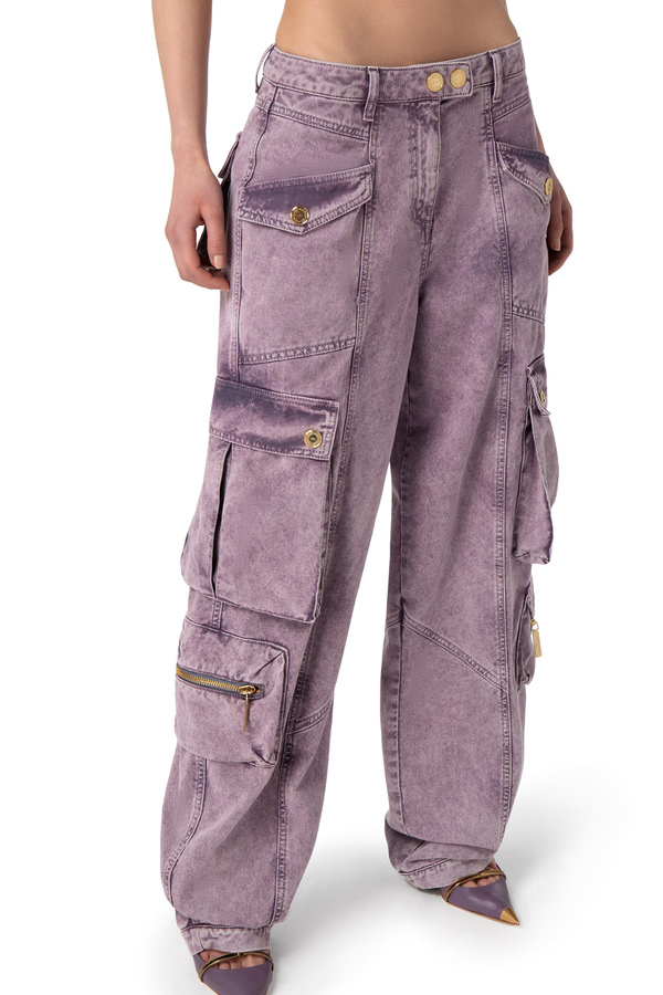 Pantalón denim cargo de tiro bajo - Elisabetta Franchi® Outlet