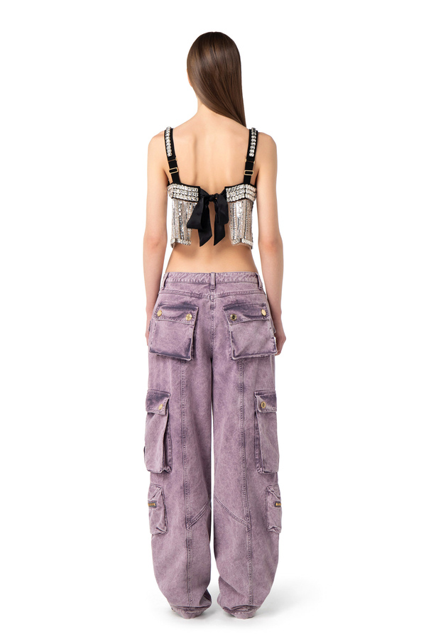 Cargo jeans with low waist - Elisabetta Franchi® Outlet