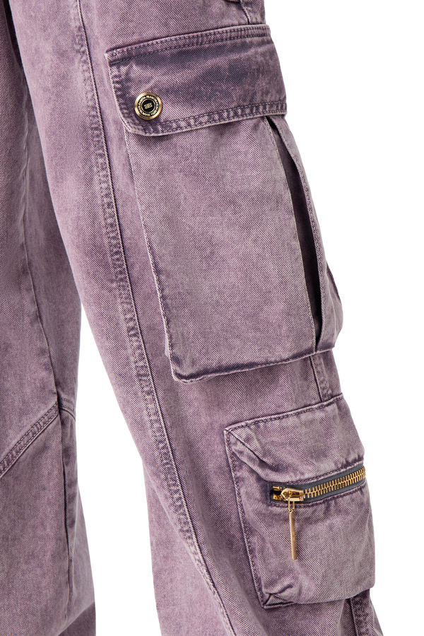 Pantalón denim cargo de tiro bajo - Elisabetta Franchi® Outlet