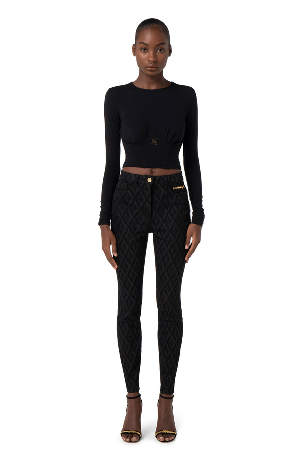 Skinny jeans with diamond print - Elisabetta Franchi® Outlet