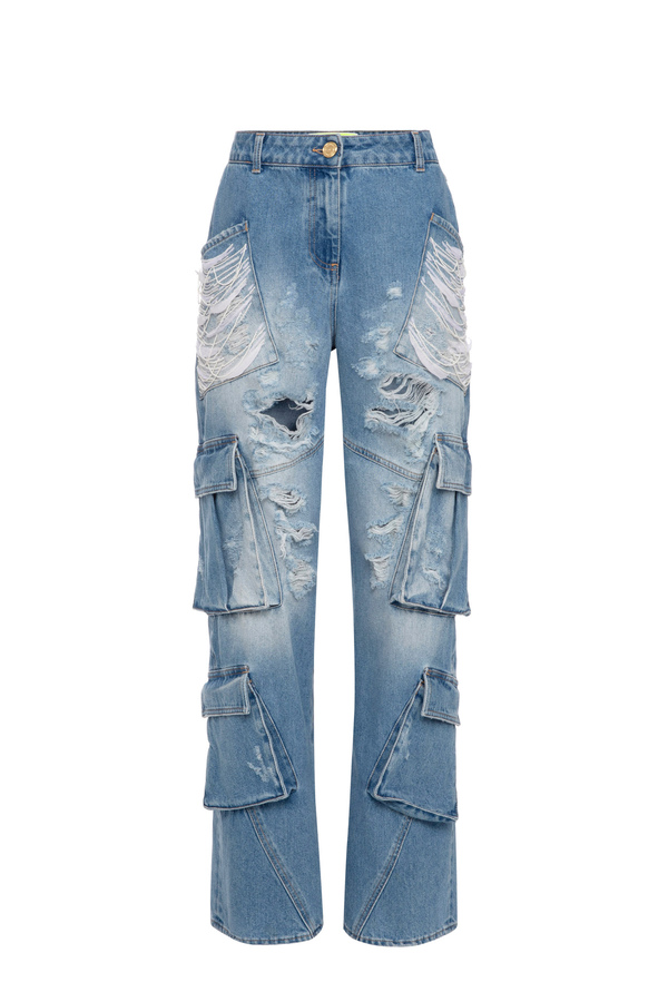 Jeans cargo con paillettes - Elisabetta Franchi® Outlet