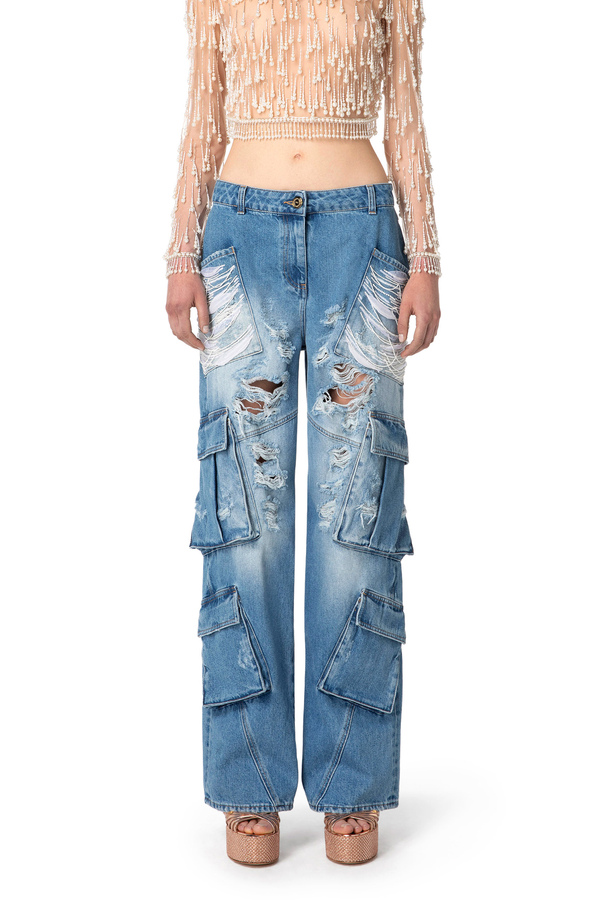 Cargo jeans with sequins - Elisabetta Franchi® Outlet