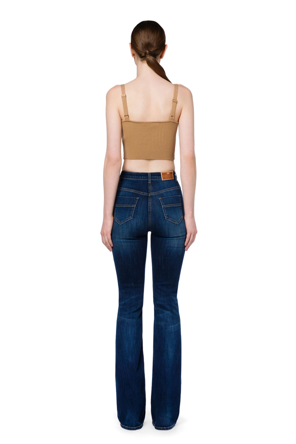 Bell-bottom jeans with ironed crease - Elisabetta Franchi® Outlet