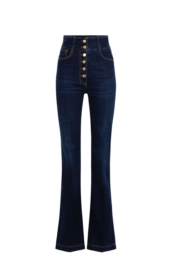 Jeans mit Verschluss mit Light Gold-Knöpfen - Elisabetta Franchi® Outlet