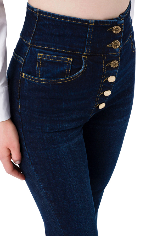 Jeans con abbottonatura alta light gold - Elisabetta Franchi® Outlet