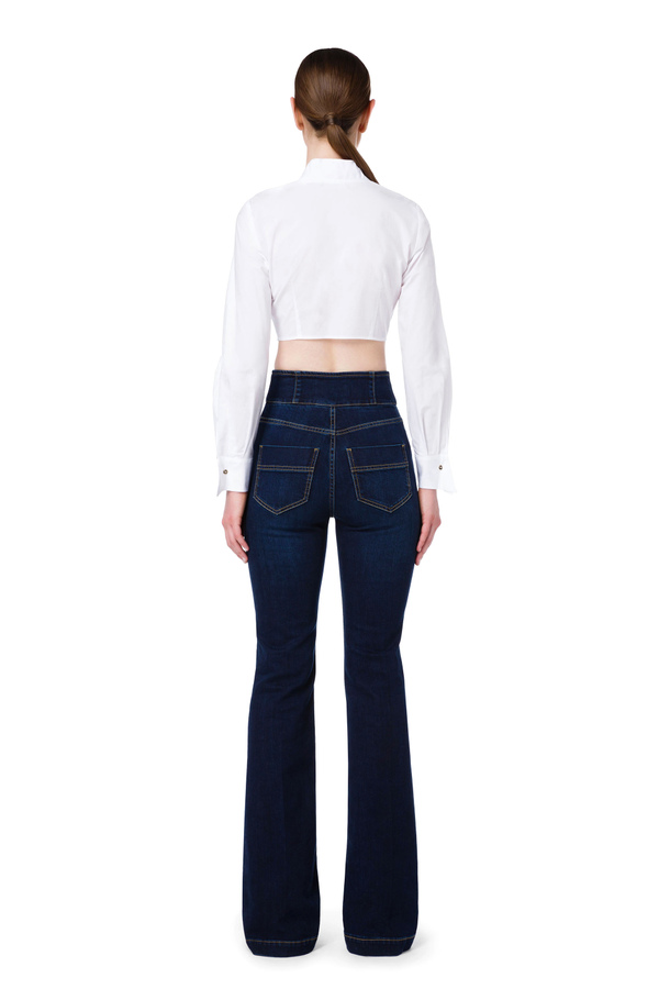 Jeans with high light gold buttoning - Elisabetta Franchi® Outlet