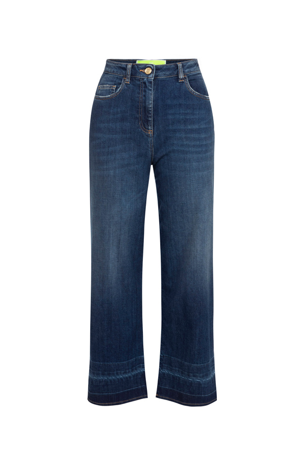 Pantalón denim palazzo lavado a piedra - Elisabetta Franchi® Outlet