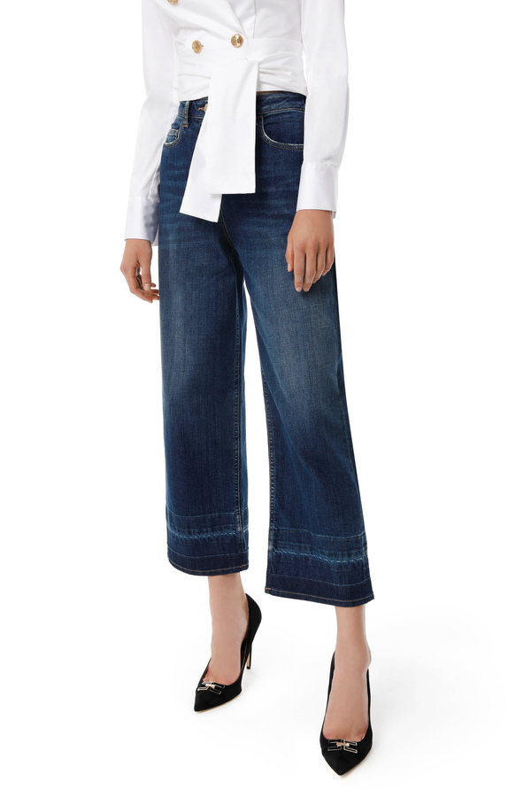 Jeans palazzo stonewash - Elisabetta Franchi® Outlet