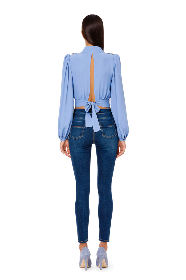 Skinny-Jeans mit goldfarbenen Knöpfen - Elisabetta Franchi® Outlet