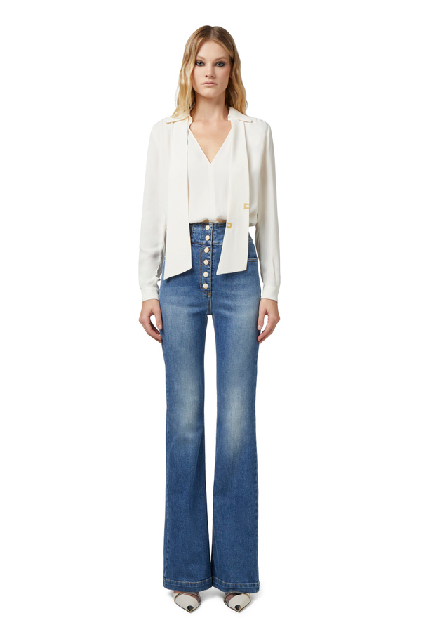 Palazzo jeans with row of buttons - Elisabetta Franchi® Outlet