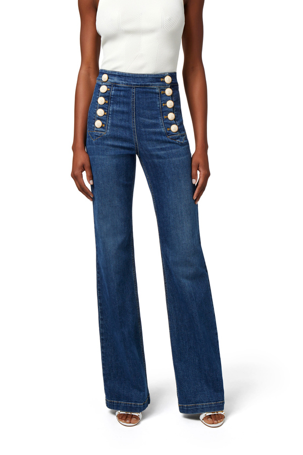 Palazzo jeans with buttonhole - Elisabetta Franchi® Outlet