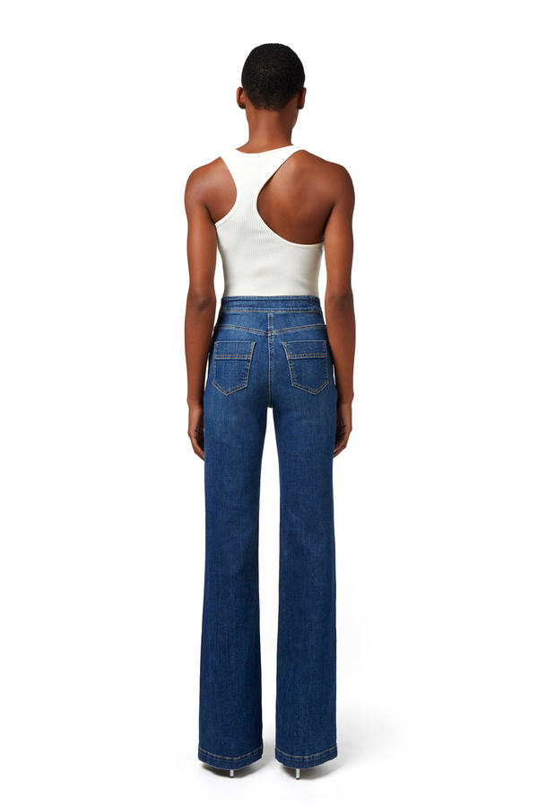 Palazzo jeans with buttonhole - Elisabetta Franchi® Outlet
