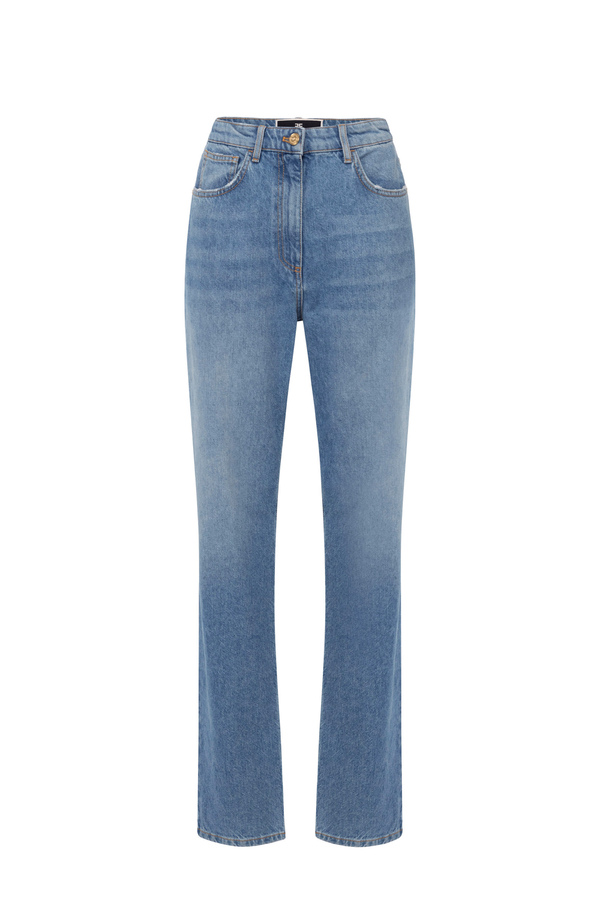 Straight leg jeans with embroidery - Elisabetta Franchi® Outlet