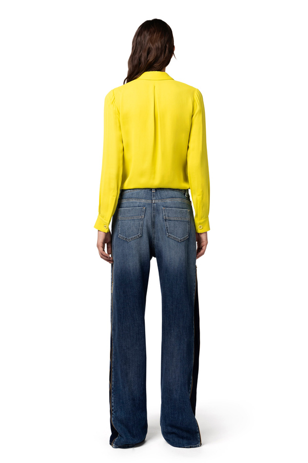 Jeans a palazzo con maxi zip - Elisabetta Franchi® Outlet