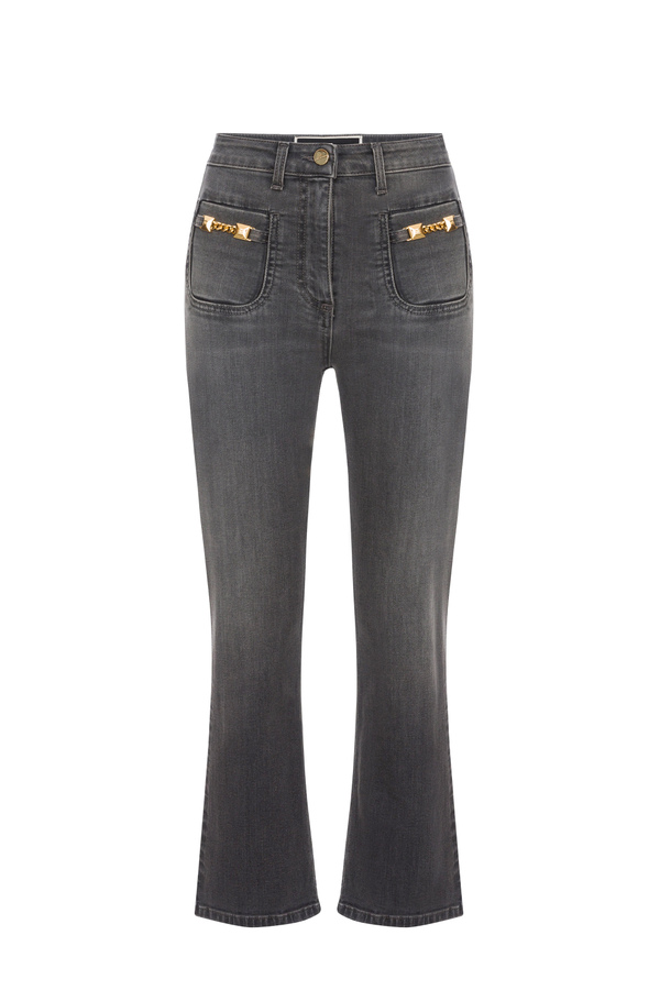 Boot-cut jeans with studded horsebits - Elisabetta Franchi® Outlet