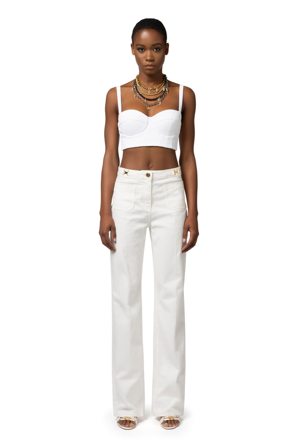 Straight jeans with patch pockets - Elisabetta Franchi® Outlet