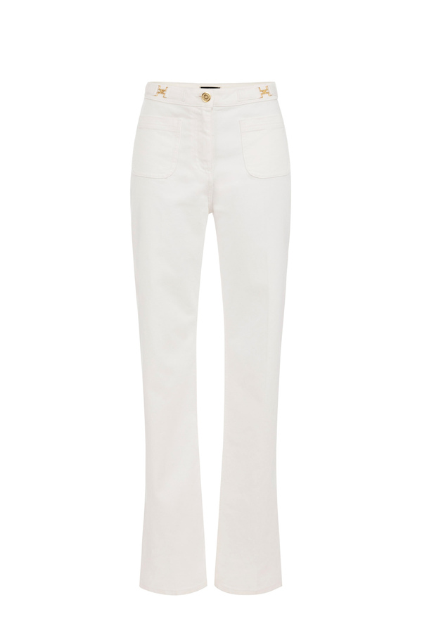Straight jeans with patch pockets - Elisabetta Franchi® Outlet