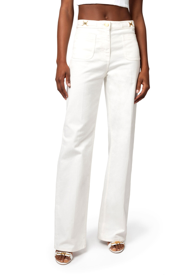 Straight jeans with patch pockets - Elisabetta Franchi® Outlet