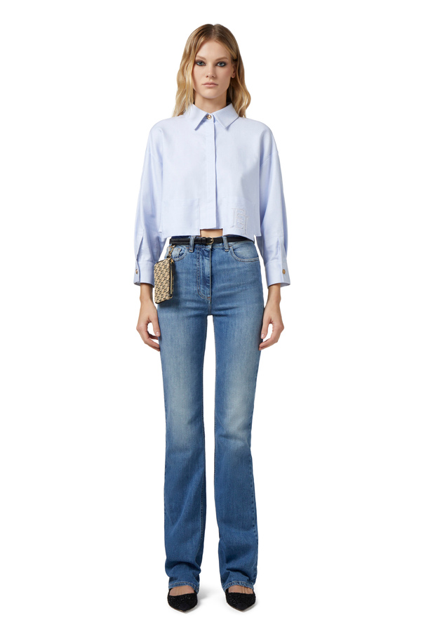 Boot-cut jeans with embroidery - Elisabetta Franchi® Outlet