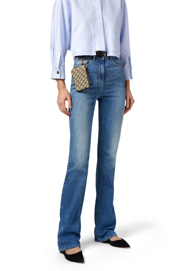 Boot-cut jeans with embroidery - Elisabetta Franchi® Outlet