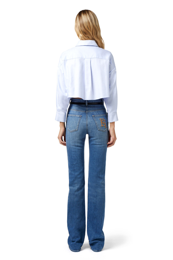 Boot-cut jeans with embroidery - Elisabetta Franchi® Outlet