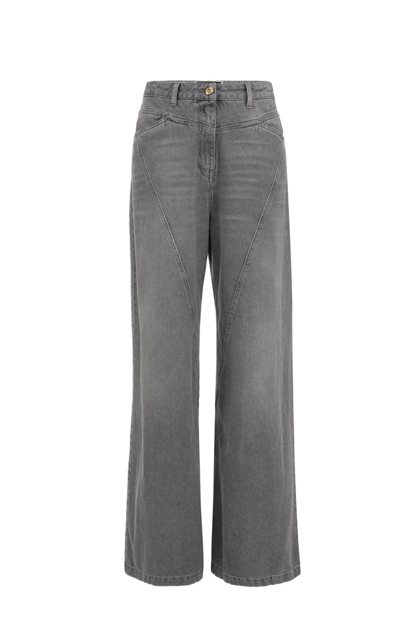 Palazzo jeans with diagonal cuts - Elisabetta Franchi® Outlet