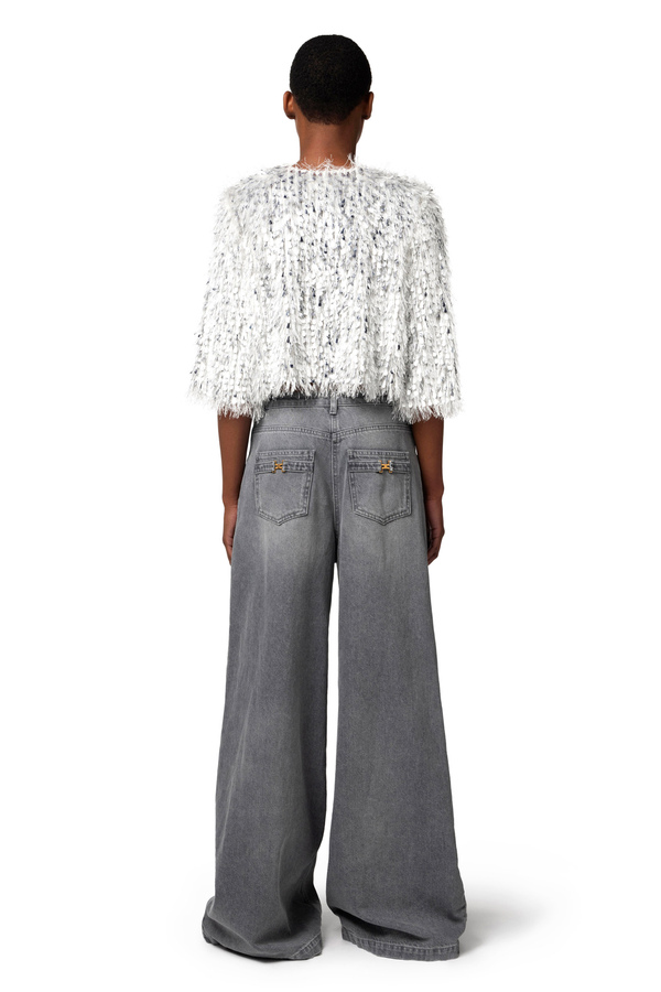 Palazzo jeans with diagonal cuts - Elisabetta Franchi® Outlet