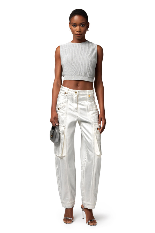 Jean cargo lamé - Elisabetta Franchi® Outlet