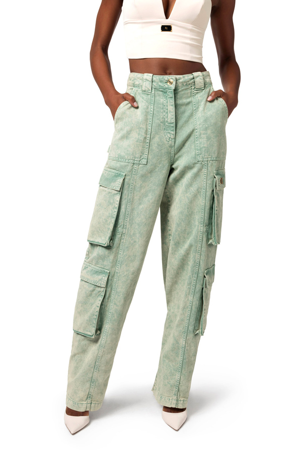 Coloured cargo jeans with back zip - Elisabetta Franchi® Outlet