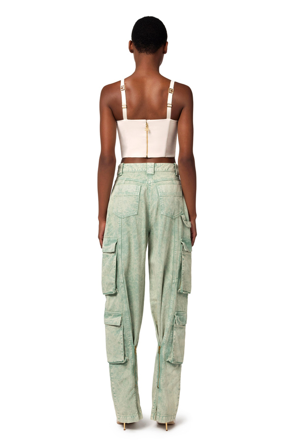 Coloured cargo jeans with back zip - Elisabetta Franchi® Outlet