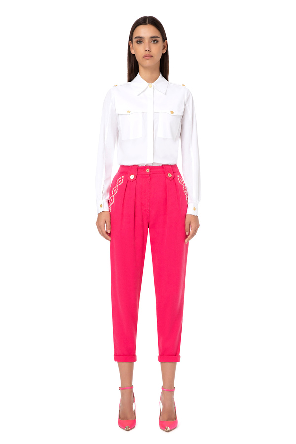 Cotton trousers - Elisabetta Franchi® Outlet