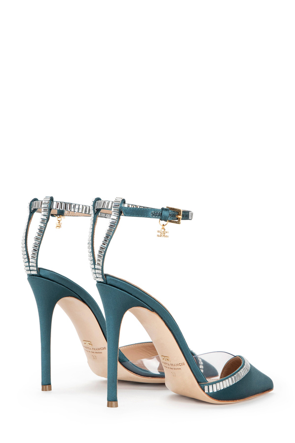 Pumps aus Satin mit Strass - Elisabetta Franchi® Outlet