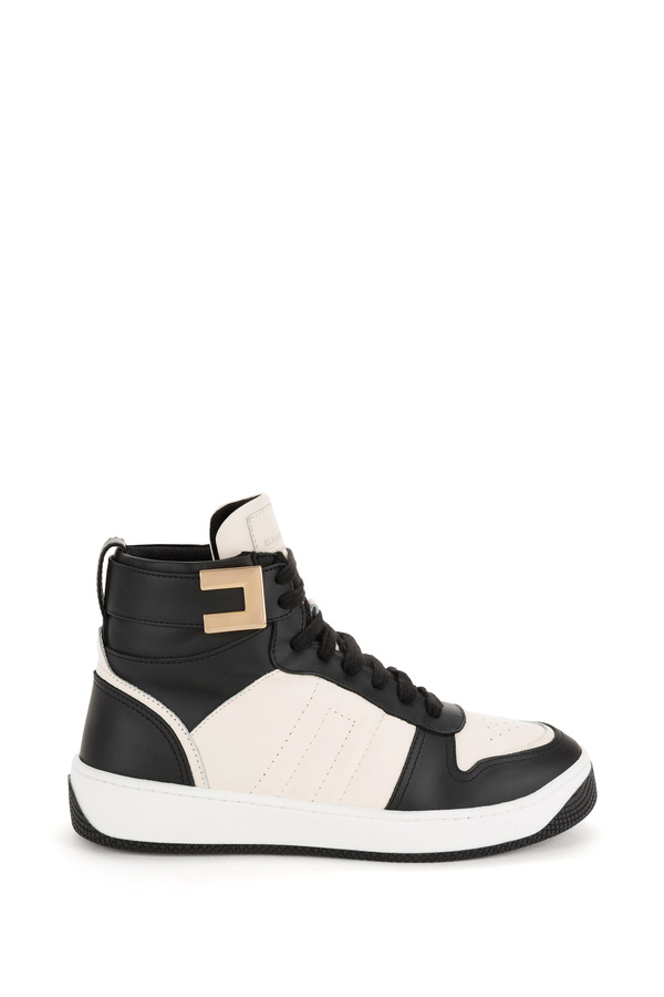 High-top two-colour sneakers with logo - Elisabetta Franchi® Outlet