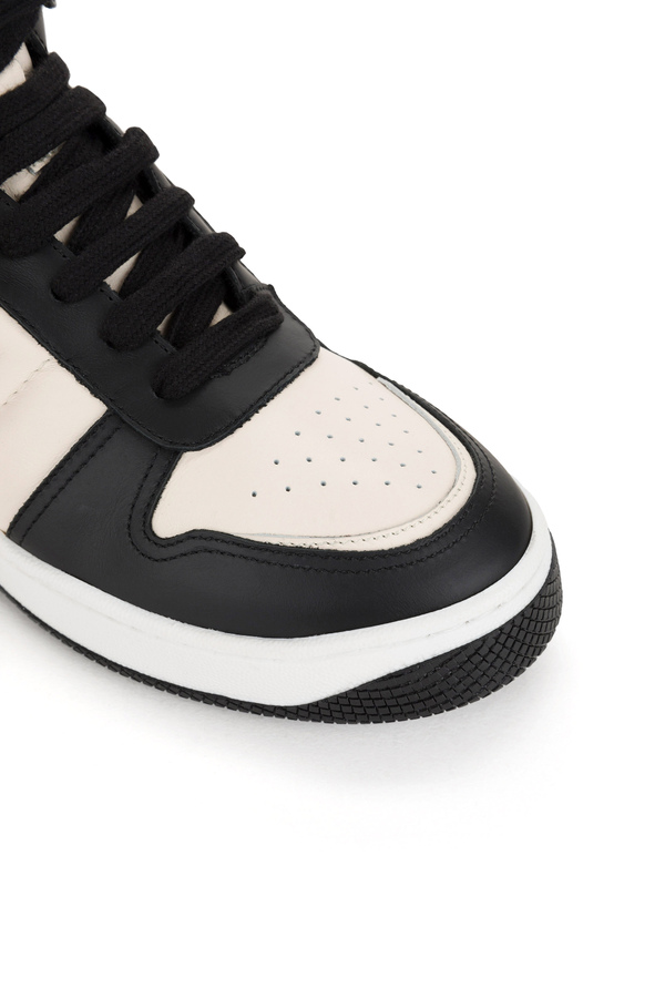 High-top two-colour sneakers with logo - Elisabetta Franchi® Outlet
