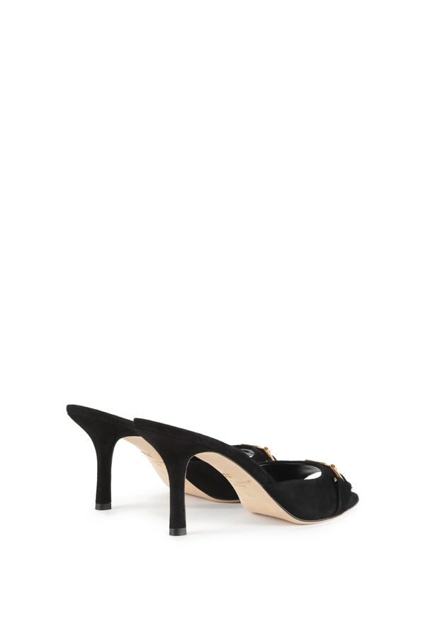 Suede slider sandals with horsebit - Elisabetta Franchi® Outlet