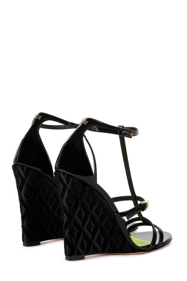 Wedge sandals in patent leather - Elisabetta Franchi® Outlet