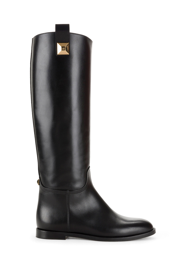 Riding boot with gold studded loop - Elisabetta Franchi® Outlet