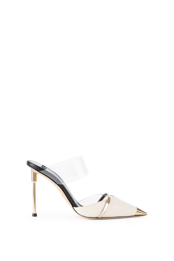 Leather and PVC sabot shoes - Elisabetta Franchi® Outlet