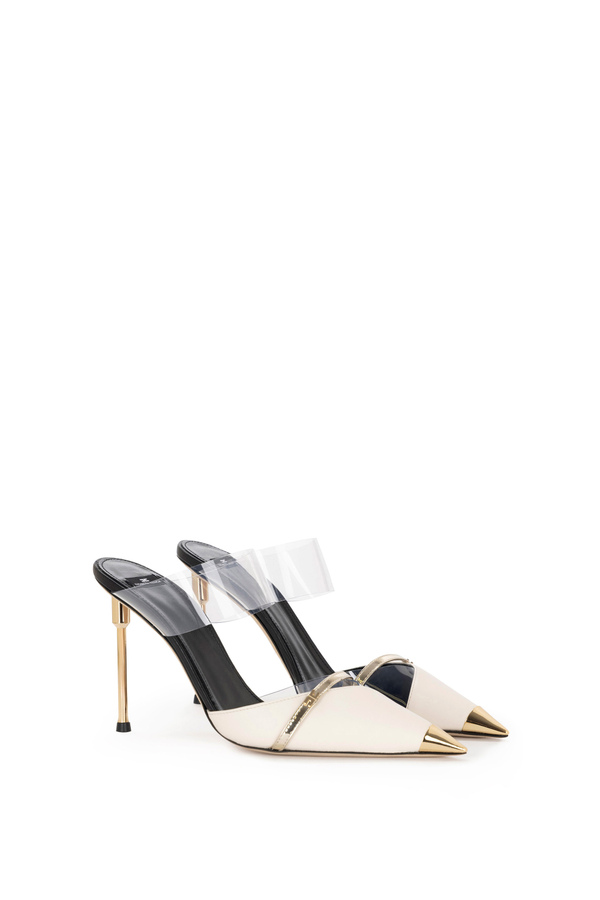Leather and PVC sabot shoes - Elisabetta Franchi® Outlet